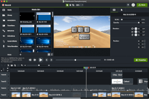 Captura de tela de um arquivo cmproj no TechSmith Camtasia 2019