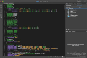 Captura de tela de um arquivo css no Adobe Dreamweaver CC 2017