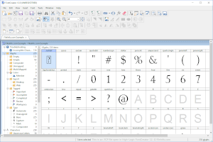 Captura de tela de um arquivo fcp em High-Logic FontCreator 12