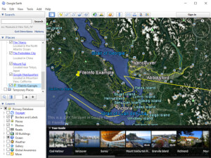 Captura de tela de um arquivo gpx no Google Earth 7