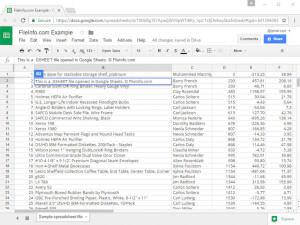 Captura de tela de um arquivo gsheet no Google Sheets (Google Drive)