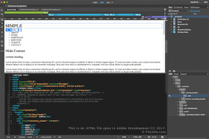 Captura de tela de um arquivo html no Adobe Dreamweaver CC 2017