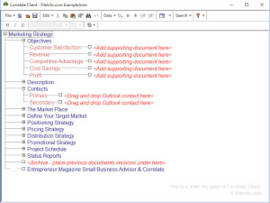 Captura de tela de um arquivo kma em Correlate Client