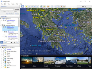Captura de tela de um arquivo kml no Google Earth 7