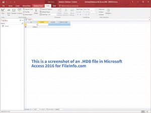 Captura de tela de um arquivo do MDB no Microsoft Access 2016