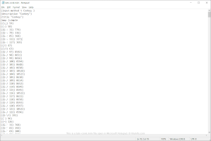 Captura de tela de um arquivo mim no Microsoft Notepad