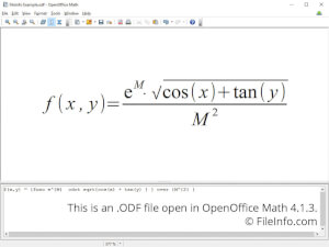 Captura de tela de um arquivo odf em OpenOffice Math 413