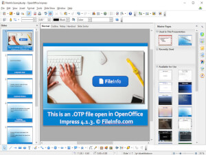 Captura de tela de um arquivo otp em Apache OpenOffice Impress 413