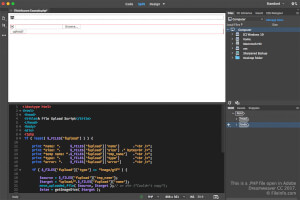 Captura de tela de um arquivo php no Adobe Dreamweaver CC 2017