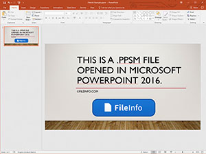 Captura de tela de um arquivo ppsm no Microsoft PowerPoint 2016