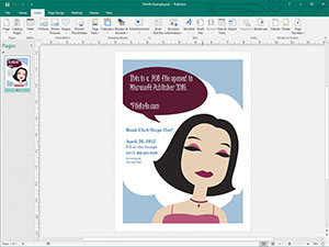 Captura de tela de um arquivo de pub no Microsoft Publisher 2016