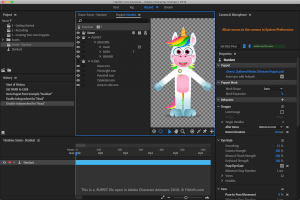 Captura de tela de um arquivo de marionetes no Adobe Character Animator 2019