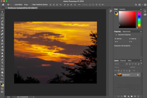 Captura de tela de um arquivo bruto no Adobe Photoshop CC 2019