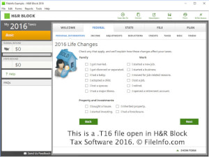 Captura de tela de um arquivo t16 em H&R Block Tax Software 2016