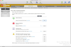 Captura de tela de um arquivo tax17 no Intuit TurboTax 2017