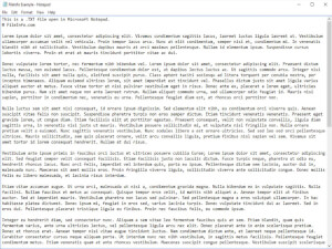 Captura de tela de um arquivo txt no Microsoft Notepad