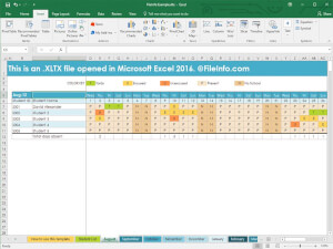 Captura de tela de um arquivo xltx no Microsoft Excel 2016