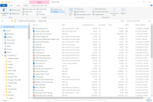 Captura de tela de um arquivo zip no Microsoft Windows 10 File Explorer